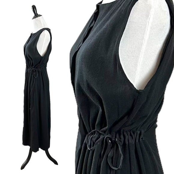 Diesel Subversive Black Maxi Dress Medium Cinch Waist Grunge Goth Mesh Y2K - Picture 6 of 12